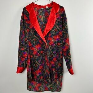 Vintage Victoria's Secret Satin Floral Paisley Robe Medium 90s retro